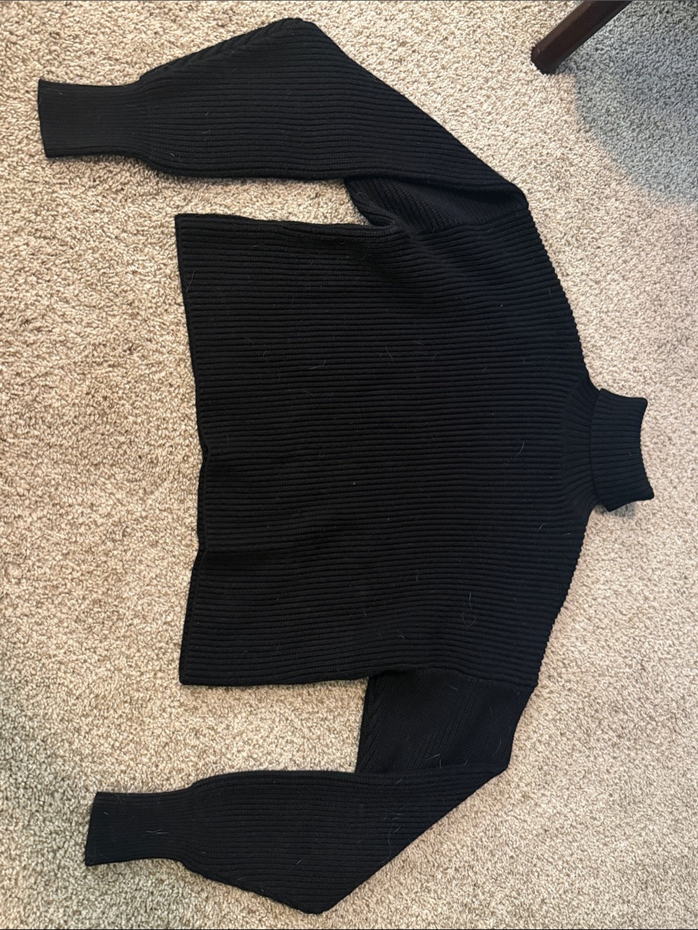 Good American Black Ribbed Turtleneck Sweater - women